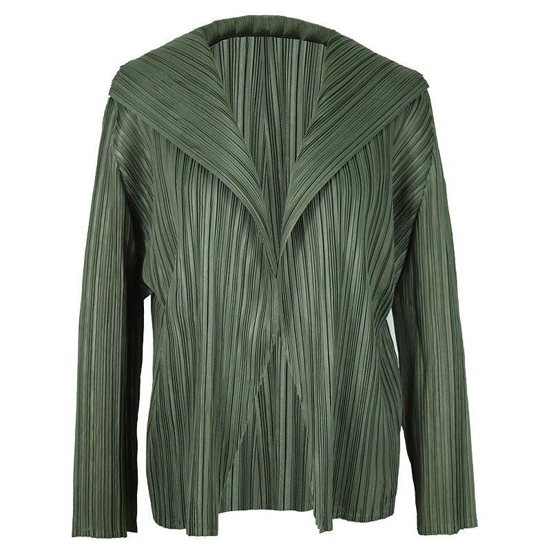 Niche Polo Collar Top Solid Color Beige Versatile Small Coat Women