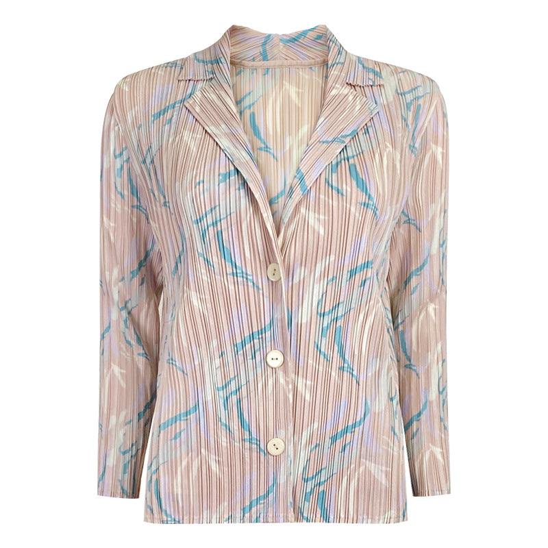 Classic Style Casual Printing Suit Slimming Top and Skirt Coat for Women