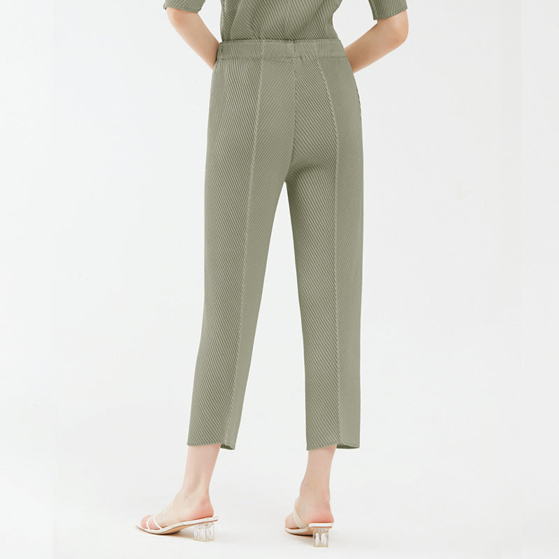 Scale Pleated Casual Slimming Trousers Loose Solid Color Skinny Pants All-Matching Pants Women