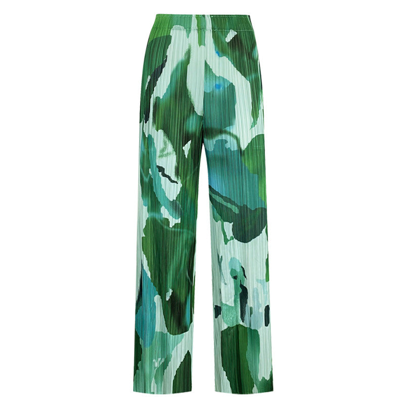 Casual Suit Short-Sleeved Top Slimming Straight Pants Two-Piece Women's Summer