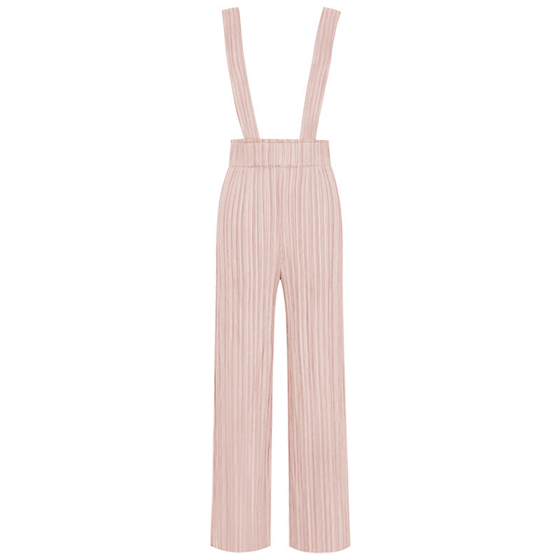 Waist Suspender Pants Drooping Straight-Shaped Trousers Casual Slimming Wide-Leg Pants for Women