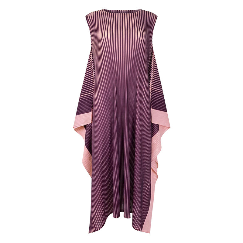 Transfer Printing Dress Women's Elegant Light Mature Dress Loose Slimming Large Hem round Neck Skirt