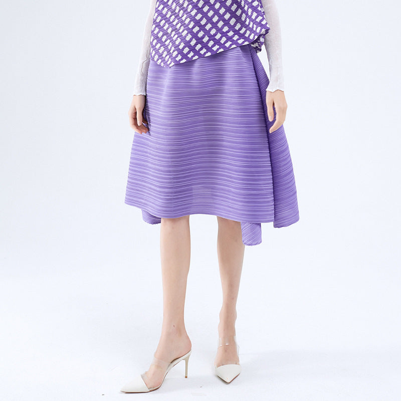 Skirt Female Waist over the Knee Pleated Mid-Length Loose Puffy A- line Dress