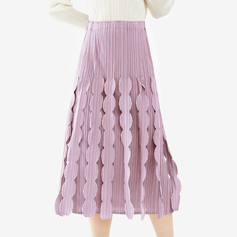 Women's Skirt Pure Color All-Matching Waist Midi Skirt Oversized Pleated Skirt Casual