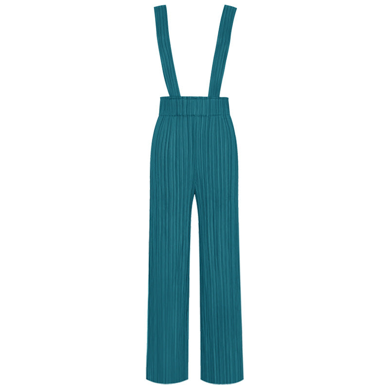 Waist Suspender Pants Drooping Straight-Shaped Trousers Casual Slimming Wide-Leg Pants for Women