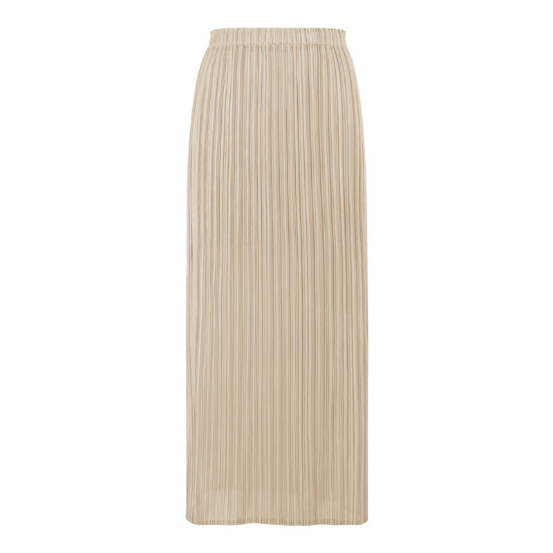 Slim Fit Comfortable Pleated Skirt Skirt Solid Color Straight Skirt