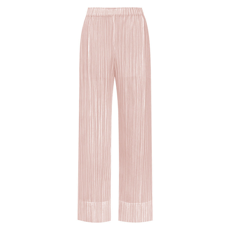 Thin Apricot Stitching Ruffle Casual All-Matching Straight Trousers Slim Skinny Pants Women's Pants