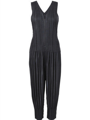 Trendy Light and Comfortable V-neck Wide Pressure Strap Burst Radish Jumpsuit