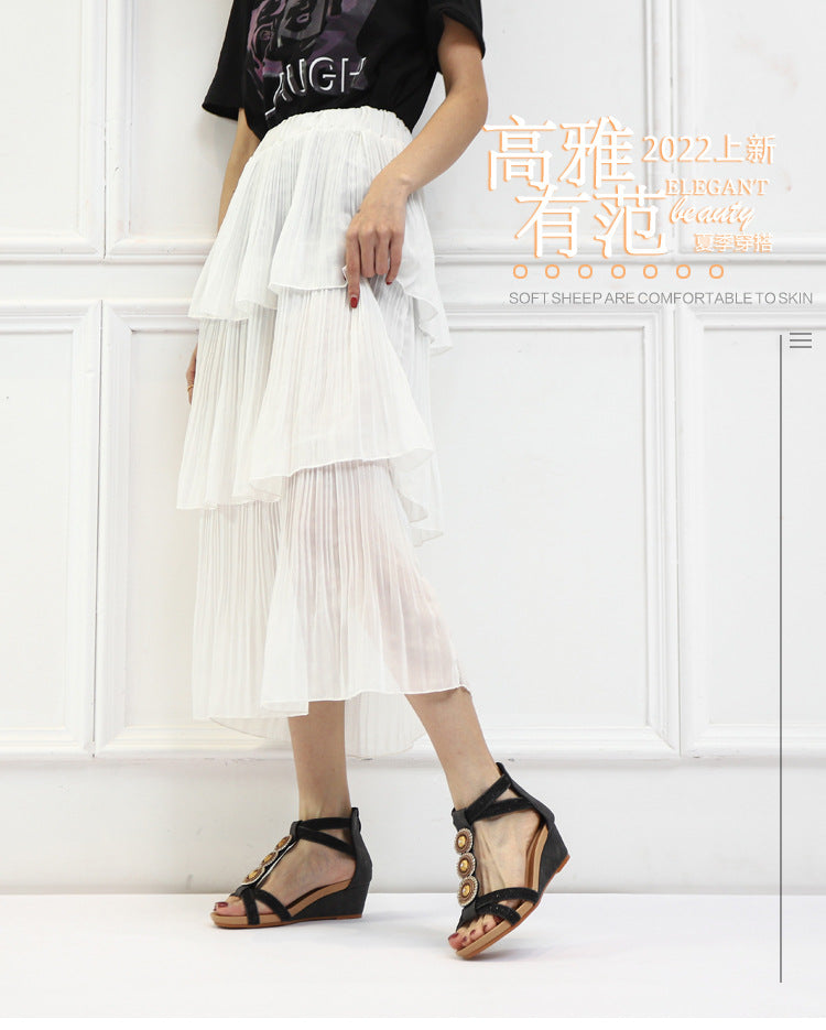 Fashion Wedge Sandals Summer Beaded Fashion Casual Strap Roman Sandals