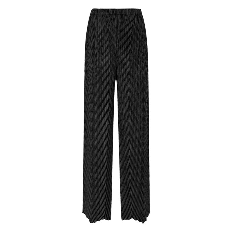 Straight-Leg Pants Women's White Pleated Waist Straight Basic Trousers for Women