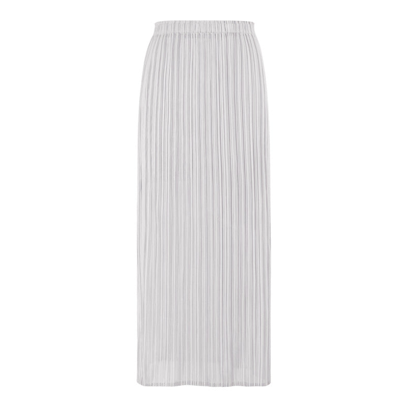 Slim Fit Comfortable Pleated Skirt Skirt Solid Color Straight Skirt