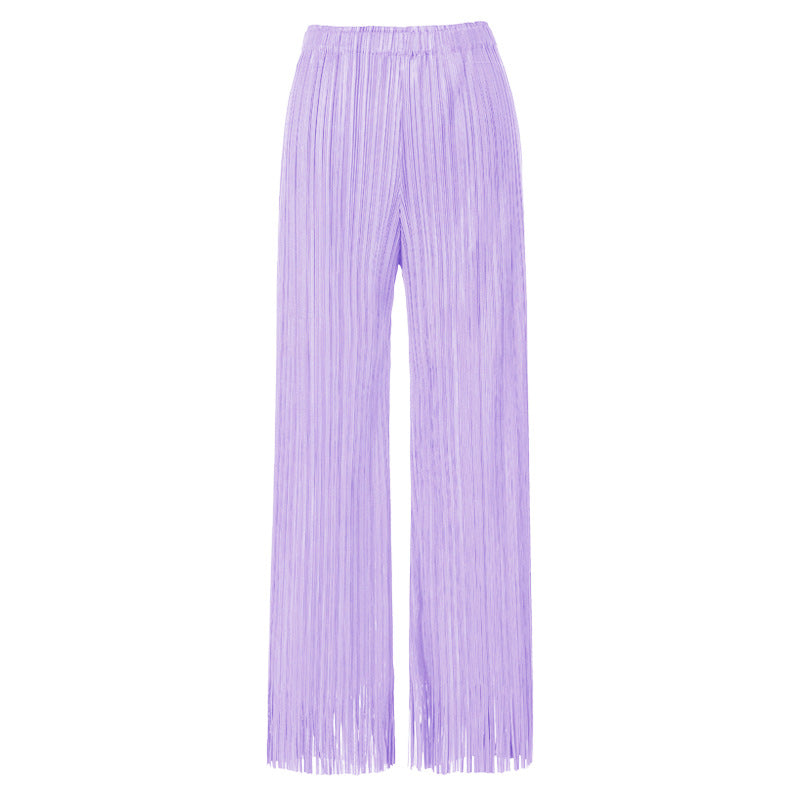Tassel Pants All-Matching Comfortable Casual Straight Trousers Women