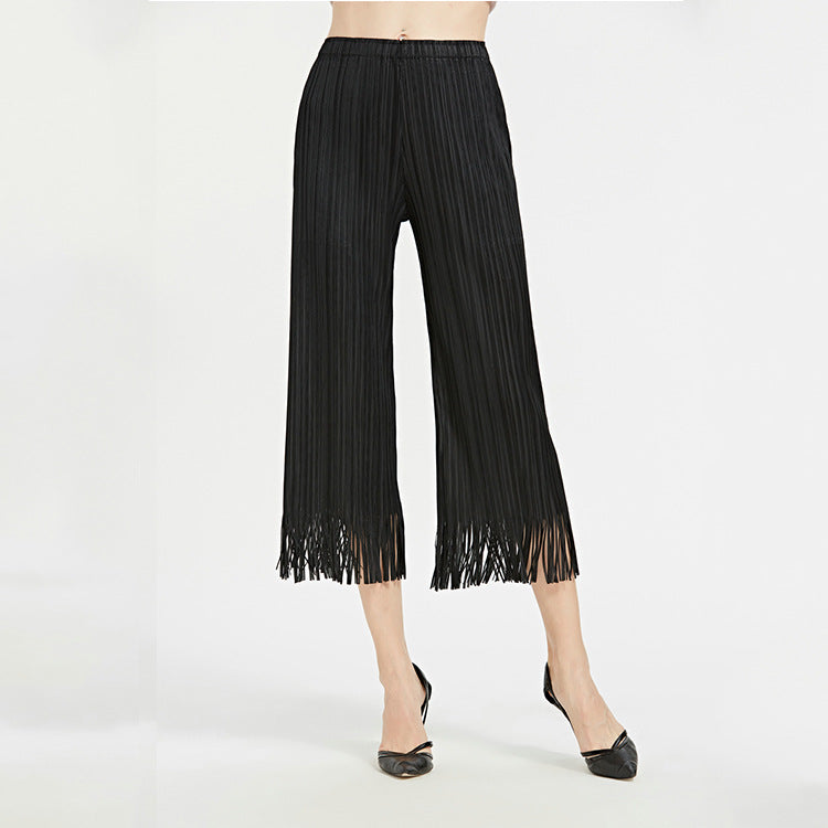 Tassel Pants All-Matching Comfortable Casual Straight Trousers Women