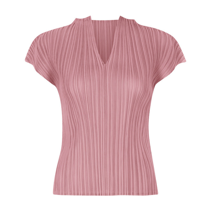 Solid Color Classic All-Match T-shirt for Women Basic Style Slim Fit Slimming V-Neckline Sleeveless Bottoming Top