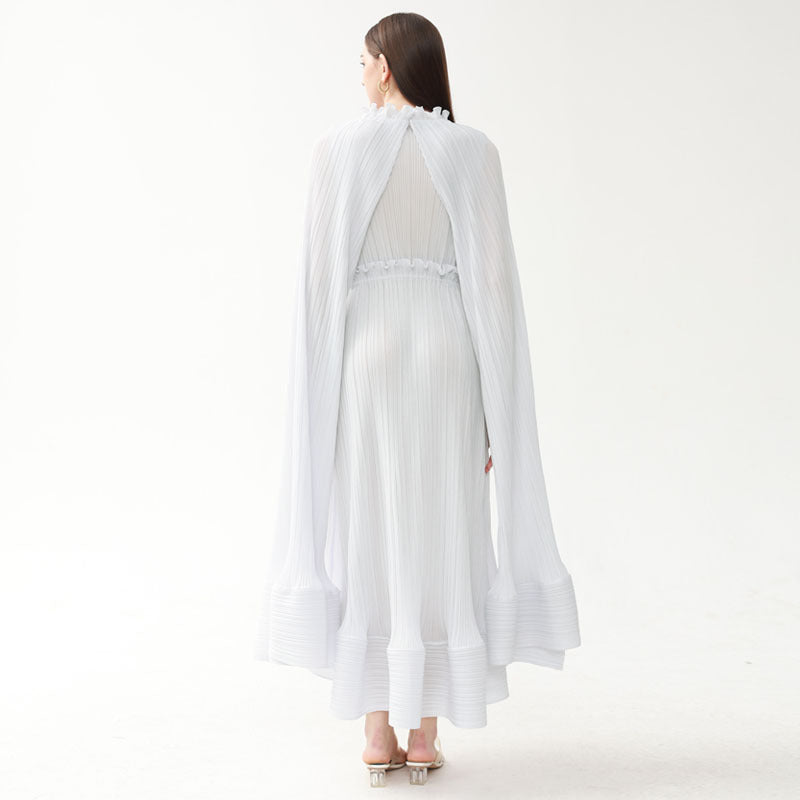 Super Large Dress Women's Autumn Solid Color Casual Loose Cloak Hanging Long Sleeve Large Swing Skirt Women