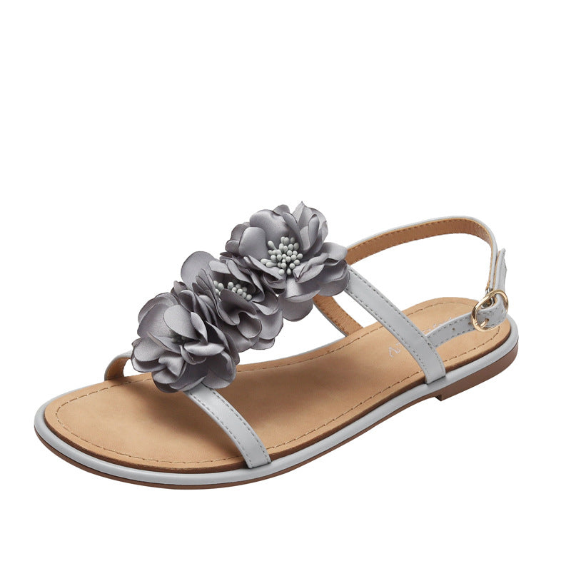 Women's Summer Flat Casual Flower Bohemian Sandals Flat Beach Shoes ZD26-2