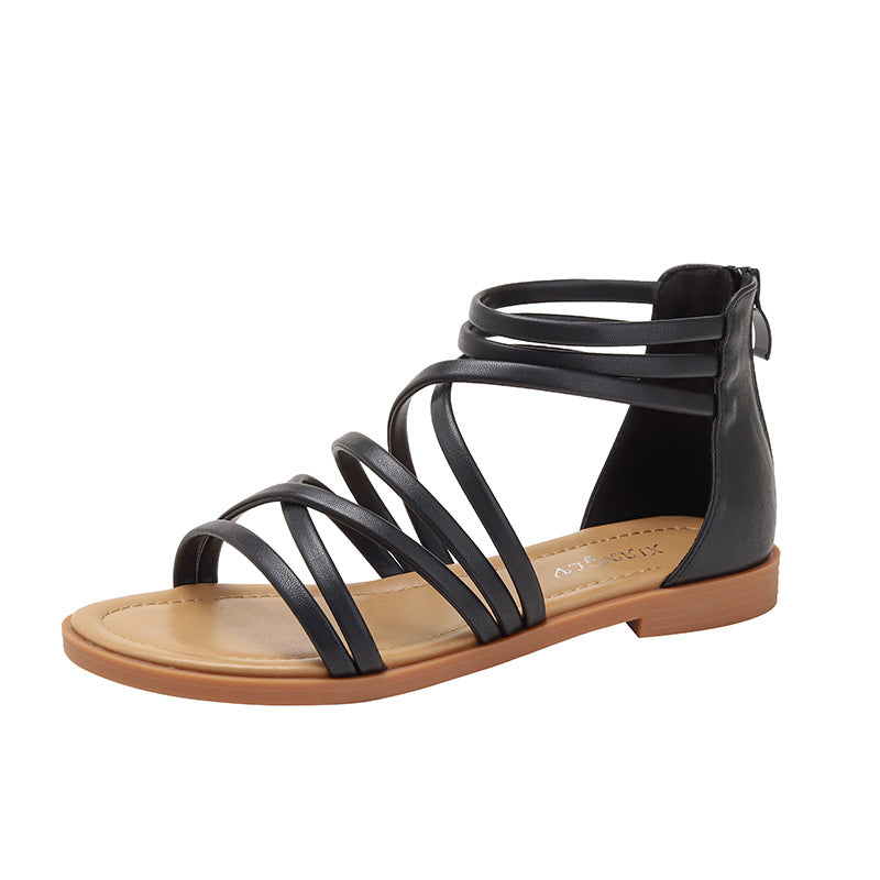 Women's Flat Sandals Women's Fashion Casual Belt