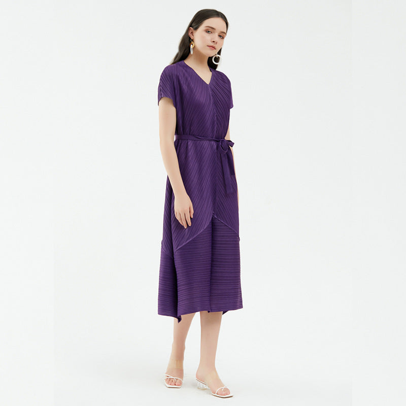 Slimming Waist-Tight Design Dress Women's V-neck Skirt