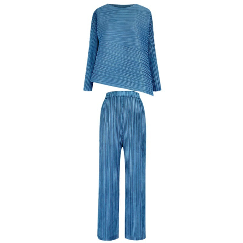 Two-Piece Suit Women's Suit Women's round Neck Top Long Sleeve Casual Pants Two-Piece Suit