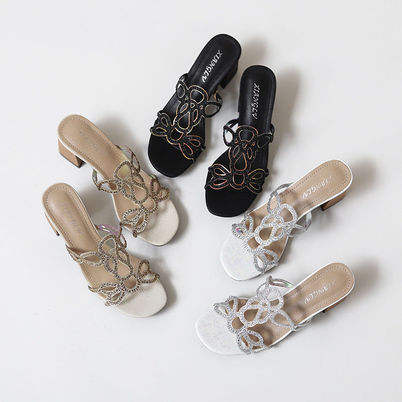 Women's Sandals Casual Retro Rhinestone Roman Shoes