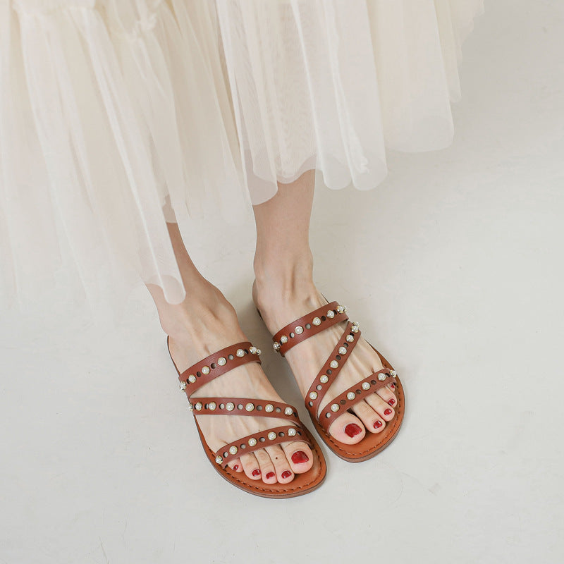 Ethnic Outdoor Sandals Bohemian Beaded Vintage Roman Holiday