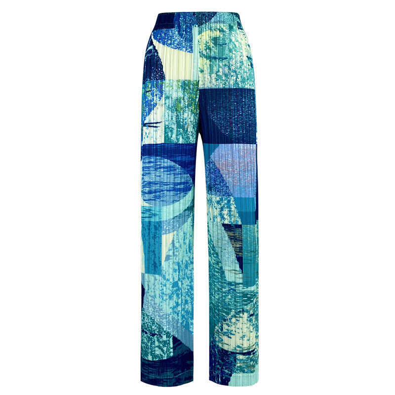 Suit Street Cool Pleated Long Sleeve Women's Loose Top Casual Pants Two-Piece Set