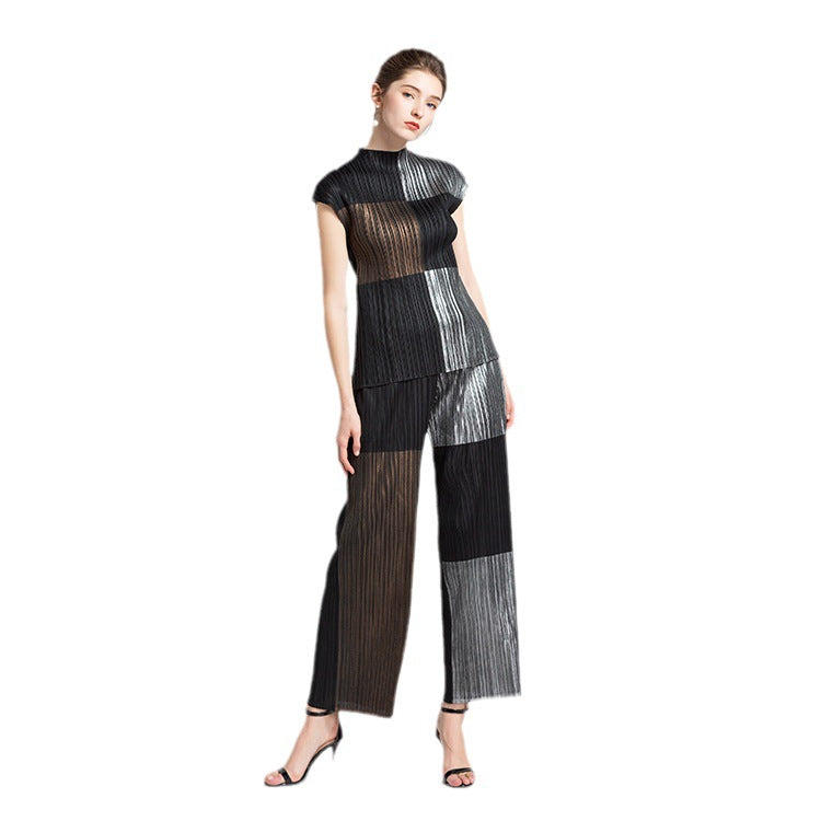 Trendy Pleated Thin Sleeveless Trousers Solid Color Loose Casual Direct Sales
