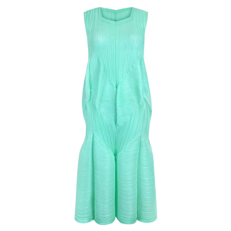 Three-Dimensional Sleeveless Bud Dress Women's V-neck Age-Reducing Puffy Midi Dress Women