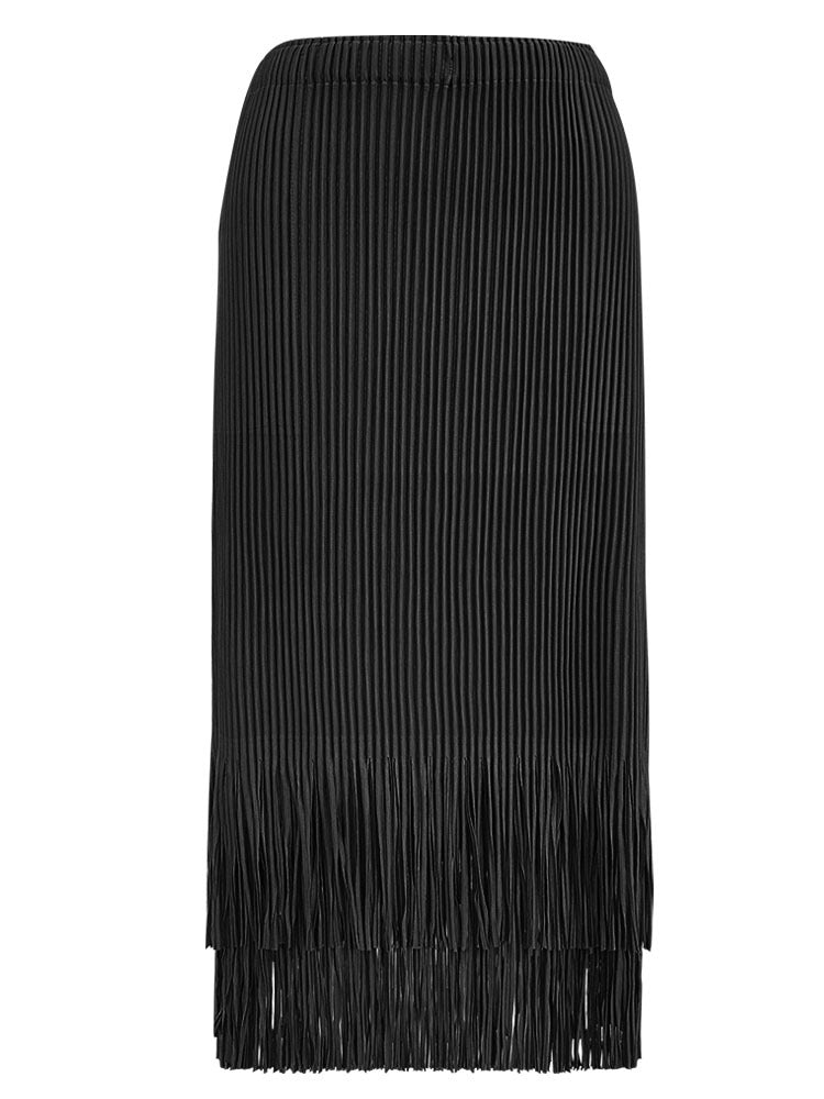 Suit Collar Thickened Coat Female Suit Two-Piece Solid Color Casual Tassel Skirt