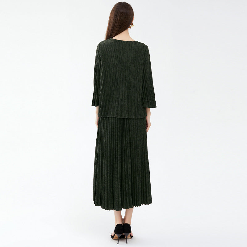 Woolen Suit Skirt Women's Age-Reducing Warm Irregular Skirt Solid Color Knitted Two-Piece Suit