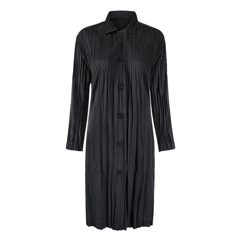 Solid Color Windbreaker Women's Mid-Length Autumn Stitching Loose Waterproof Windbreaker Women's Single-Breasted