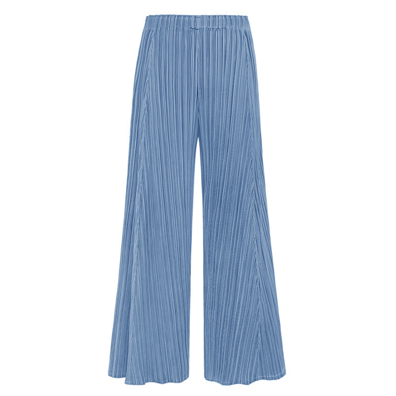 Stitching Thin Comfortable Loose Casual Waist Wide-Leg Pants for Women