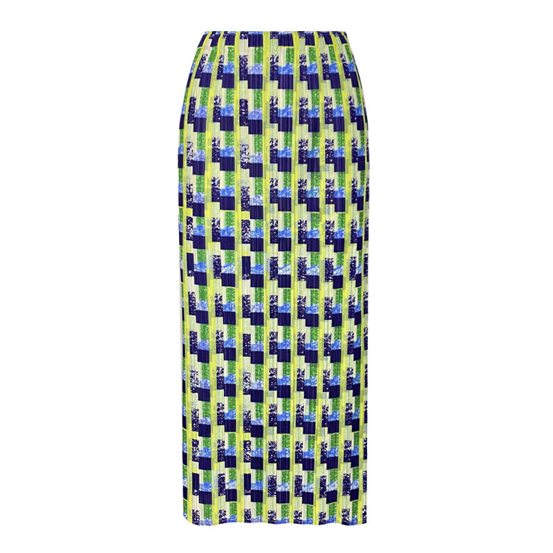 Split Houndstooth Midi Dress A- line Skirt Women's Summer