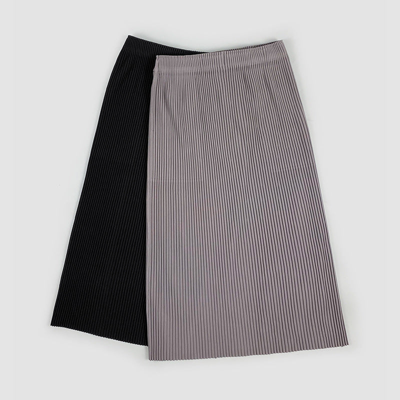 Waist Slit Office Lady Skirt Pure Color All-Matching Winter Solid Skirt Women