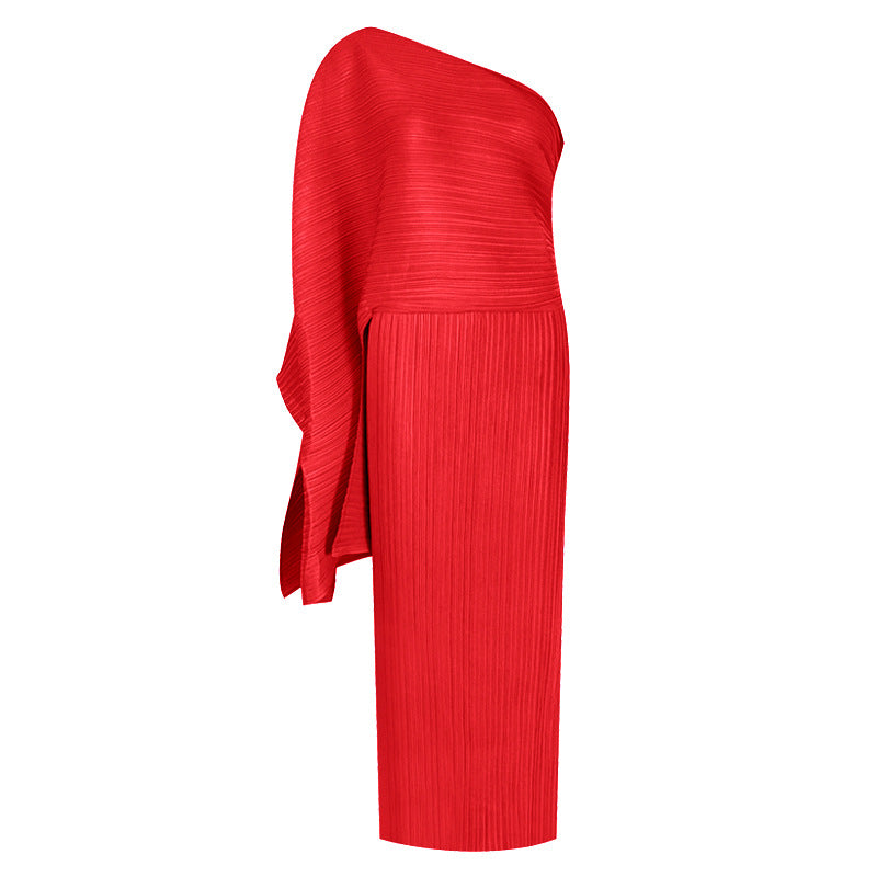 Women's Irregular Beveled Edge Waist-Slimming Long Dress Multiple Colors Waist Dress