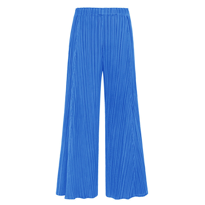 Stitching Thin Comfortable Loose Casual Waist Wide-Leg Pants for Women