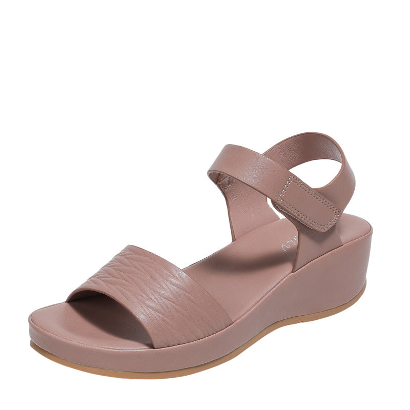 Beach Wedge Embossed Sandals Summer Heel Fashion Comfort and Casual Strap Roman Shoes