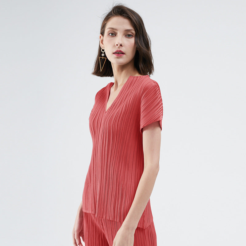 Solid Color Classic All-Match T-shirt for Women Basic Style Slim Fit Slimming V-Neckline Sleeveless Bottoming Top