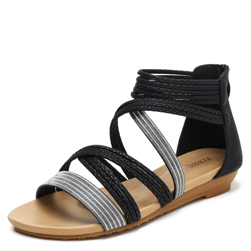 Women's Wedge Sandals with Skirt Flat Roman Women's Shoes A1260-13