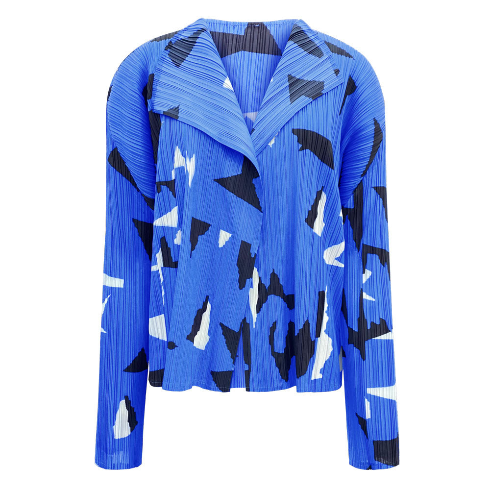 Women's Outer Buckle-Free Coat, Lightweight Fabric Cardigan Model Top, All-Matching Square Printed Small Coat