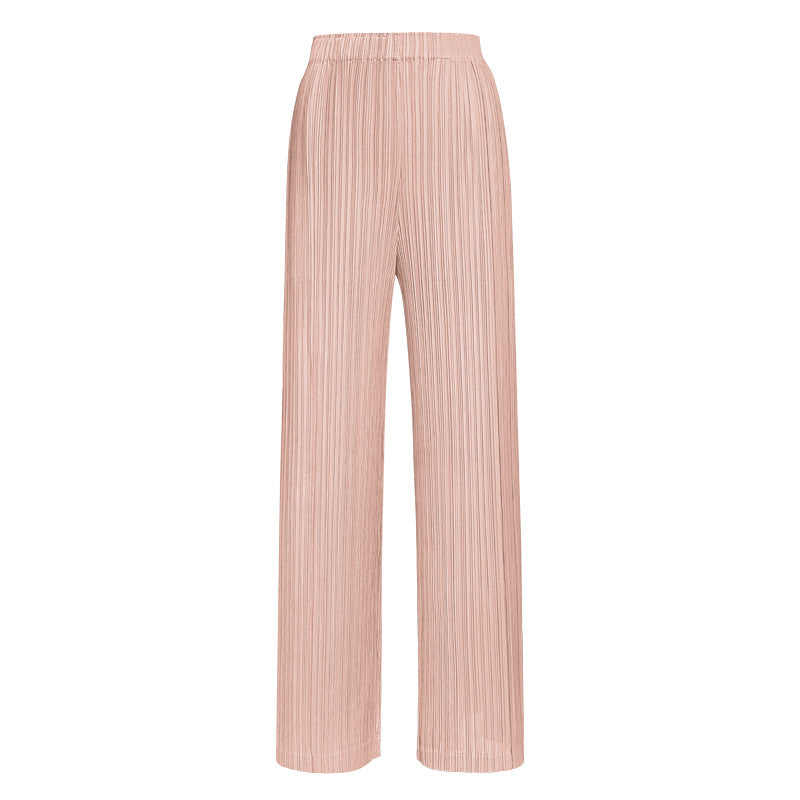 Solid Color Wide-Leg Pants Women's Thin Waist Comfortable Straight-Leg Trousers Women