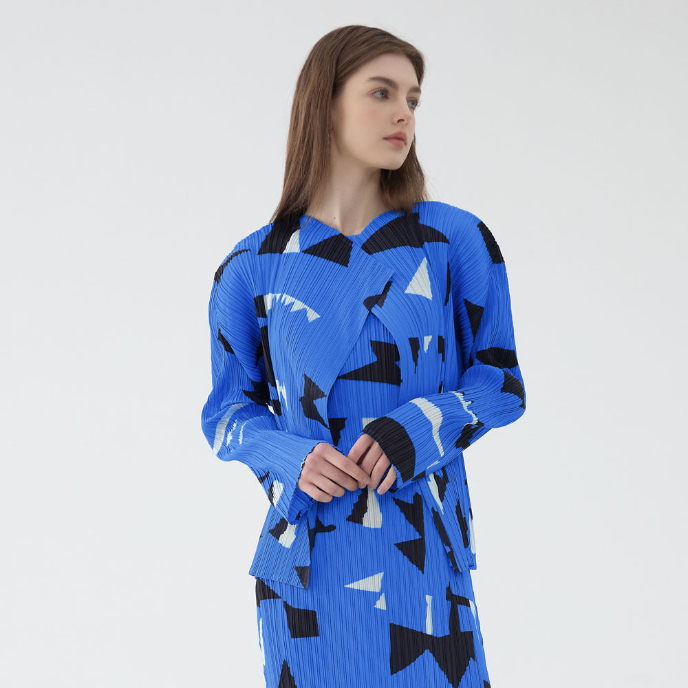 Women's Outer Buckle-Free Coat, Lightweight Fabric Cardigan Model Top, All-Matching Square Printed Small Coat