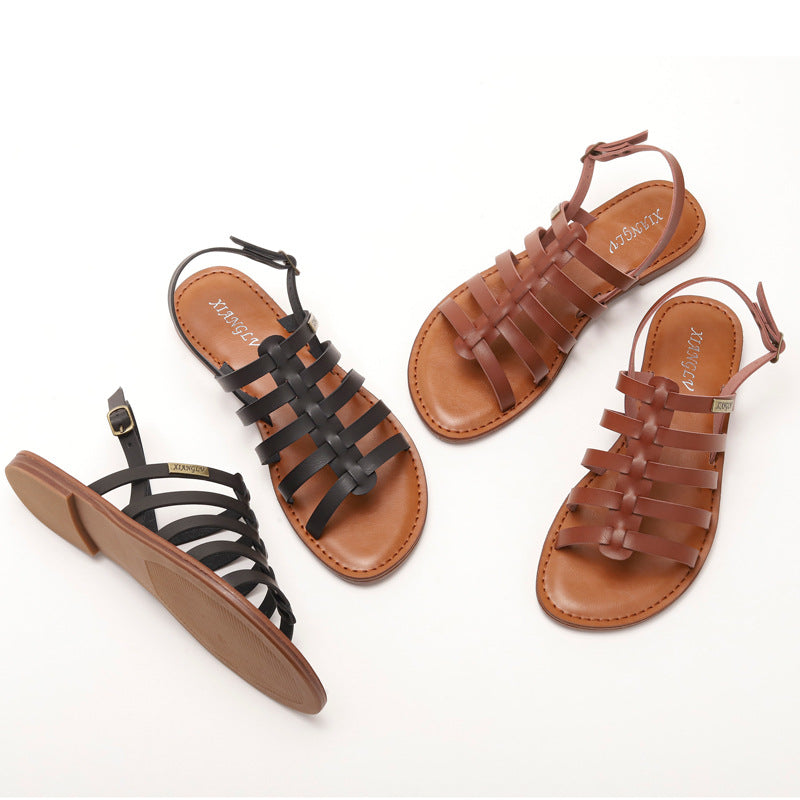 Simple Fashion Flat Beach Shoes Cross Casual Roman Bohemian Sandals