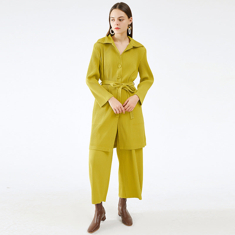 Skirt Suit Two-Piece Women's Slim-Fit Thickened Coat Casual Pants Pleated Suit Women