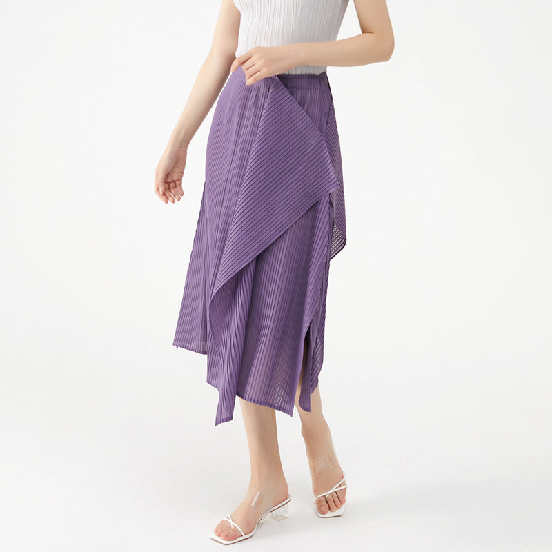 Waist Slit Patchwork Skirt Women's Slimming A- line Midi Dress Women