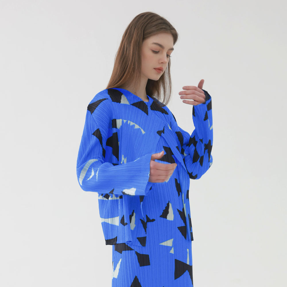 Women's Outer Buckle-Free Coat, Lightweight Fabric Cardigan Model Top, All-Matching Square Printed Small Coat