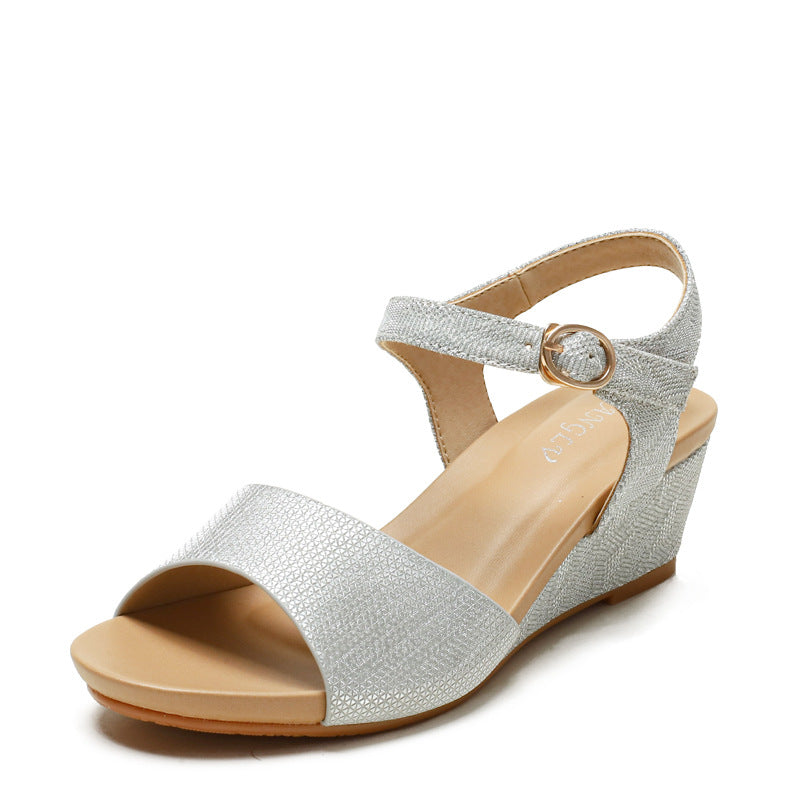 Wedge Sandals Summer Soft Bottom Mom Shoes Buckle