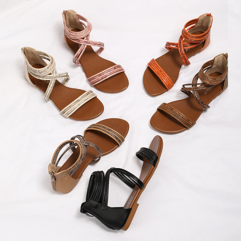 Roman Sandals Women's Soft Soled Flats Beach Shoes