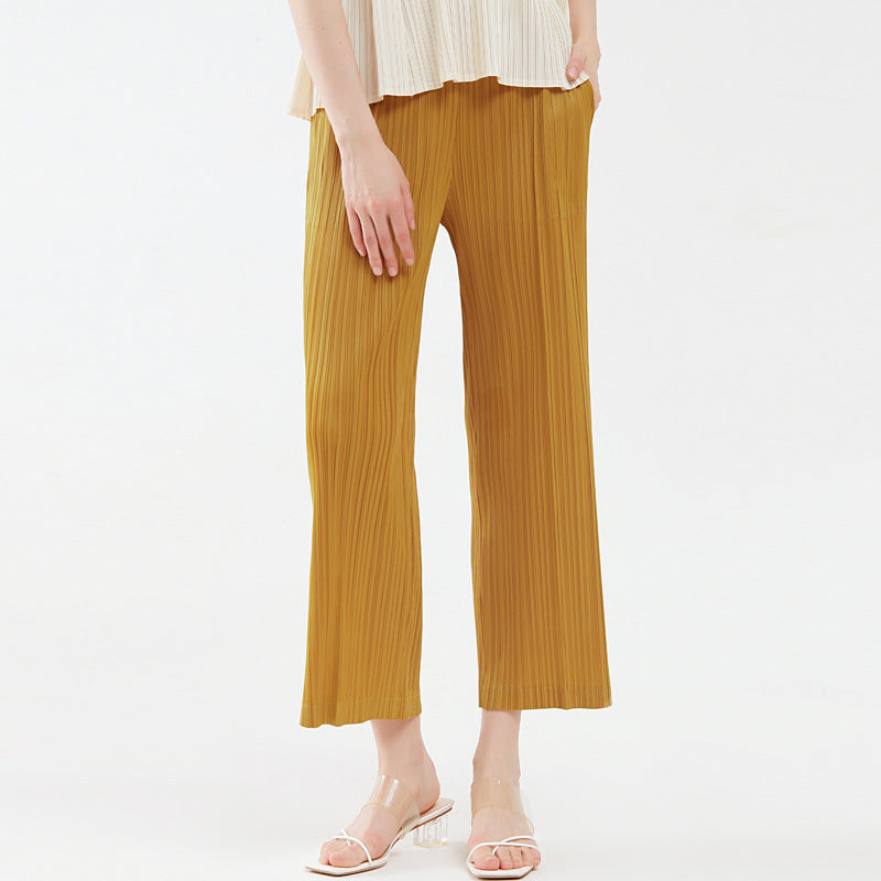 Solid Color Wide-Leg Pants Women's Thin Waist Comfortable Straight-Leg Trousers Women