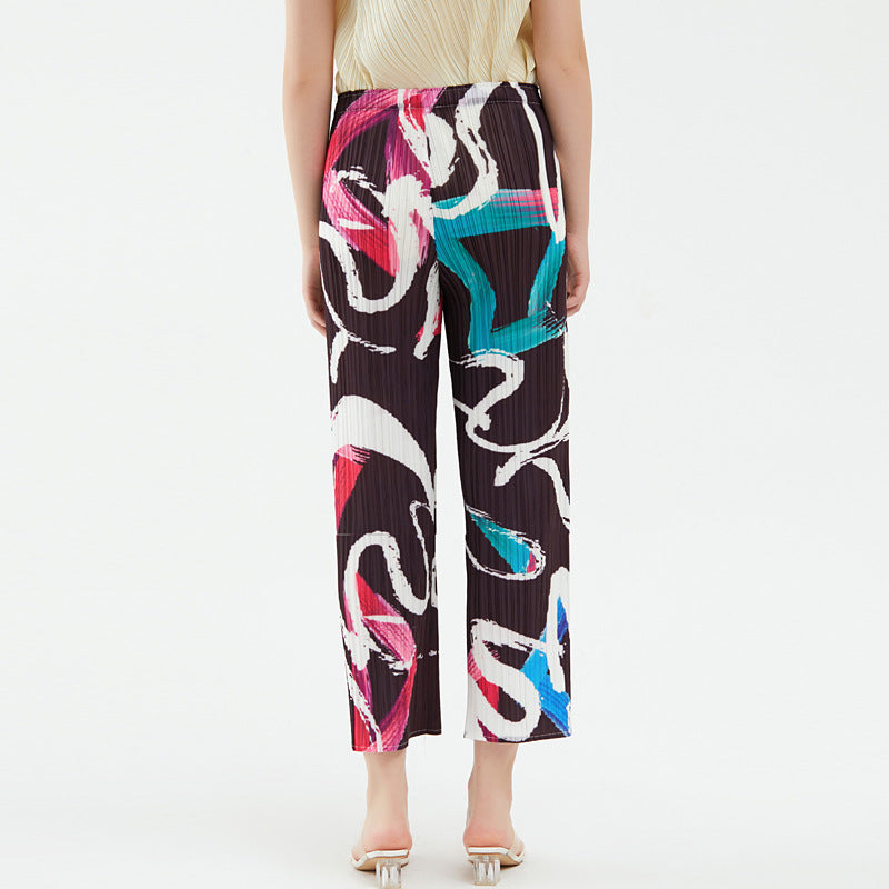 Waist Drooping Straight Pants Printed Casual Slimming Trousers Graffiti Baggy Pants Children